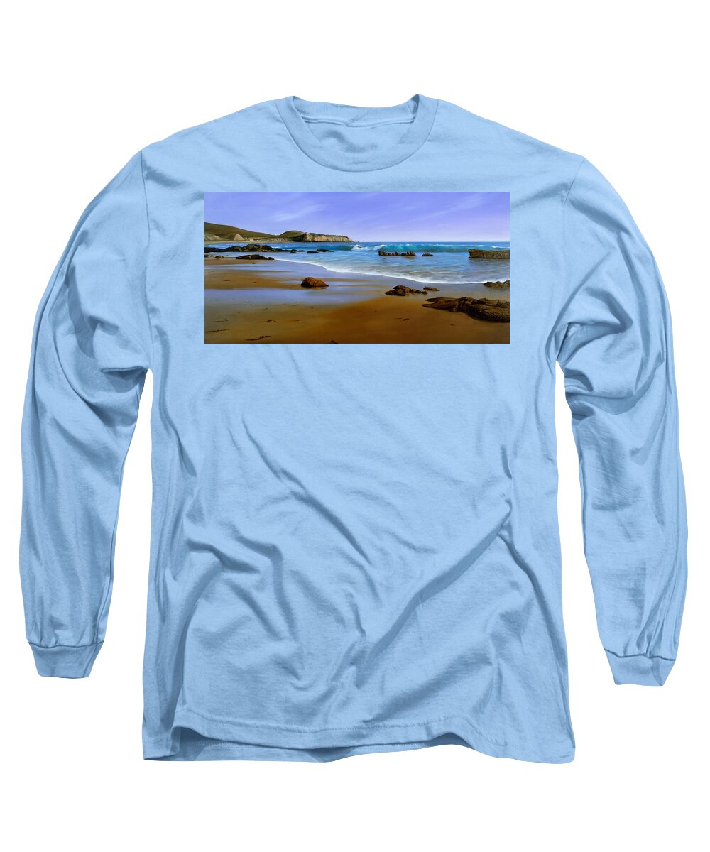 Oil Painting Long Sleeve T-Shirt featuring the painting California Coast by Cliff Wassmann