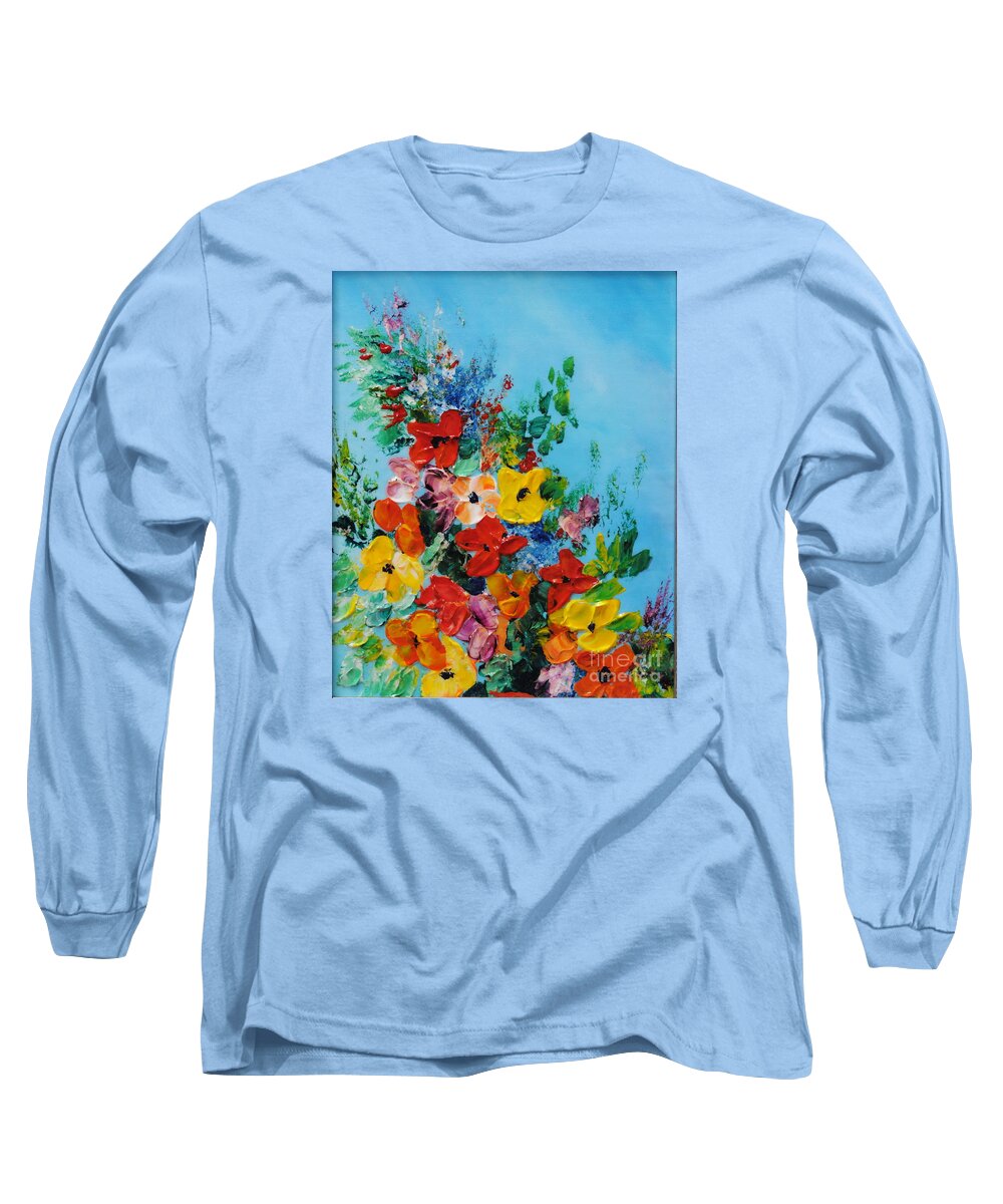 Colorful.red Long Sleeve T-Shirt featuring the painting Colour Of Spring by Teresa Wegrzyn