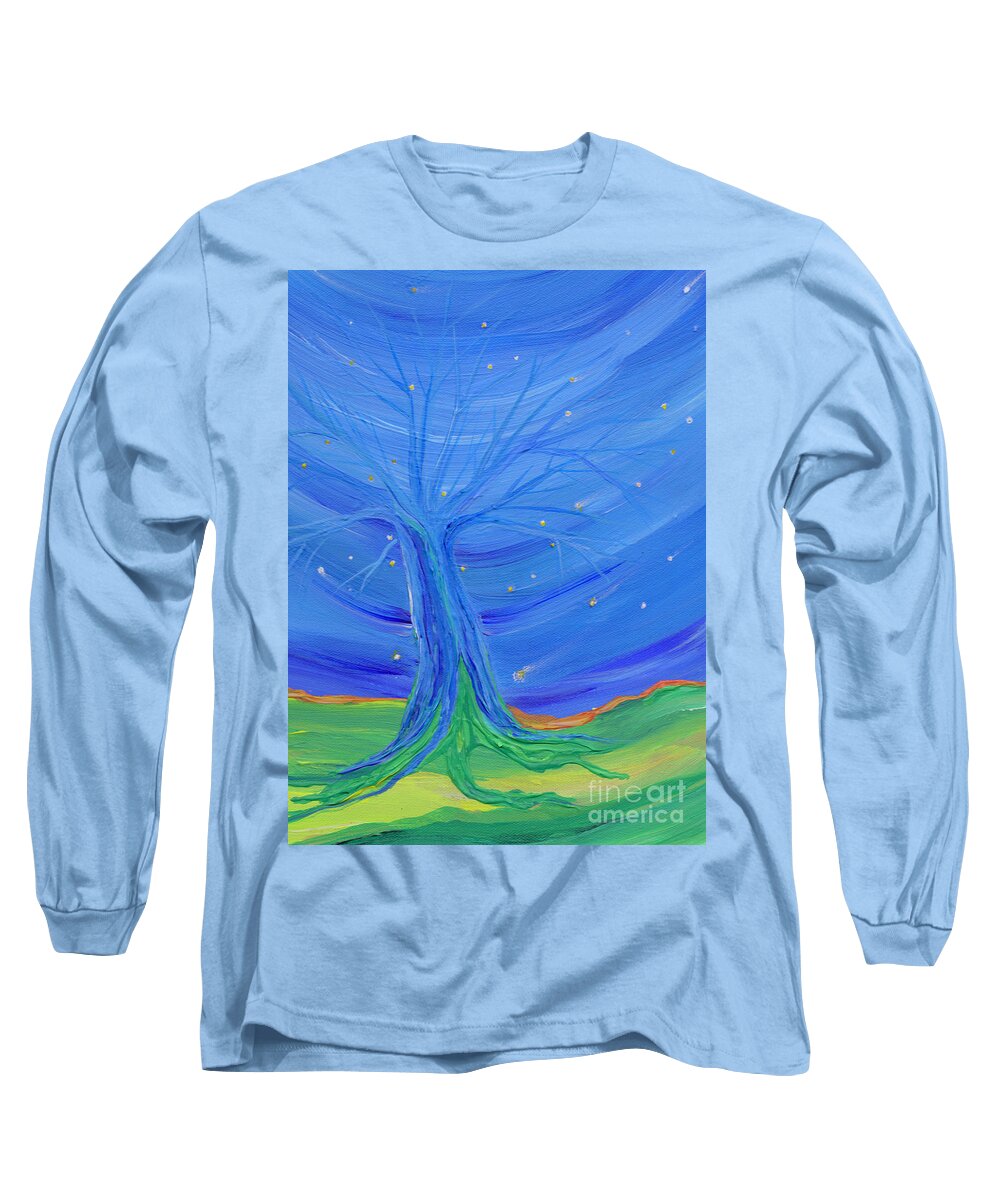 Tree Long Sleeve T-Shirt featuring the painting Cosmic Tree by First Star Art