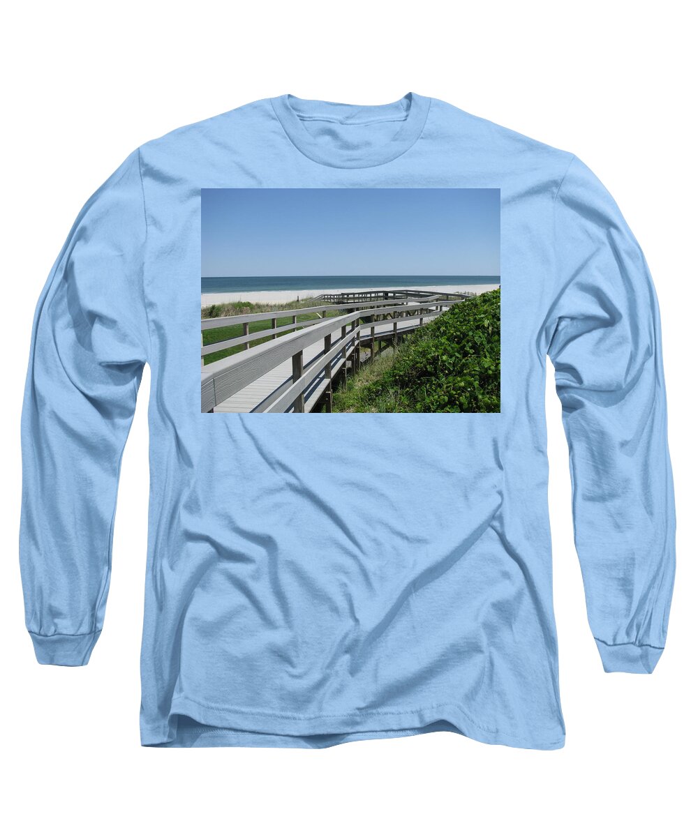 Landscape Long Sleeve T-Shirt featuring the photograph Curving Boardwalk by Ellen Meakin