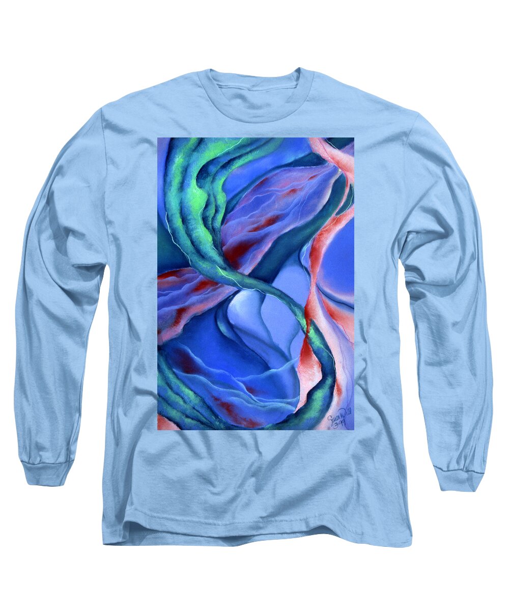 Blue Long Sleeve T-Shirt featuring the pastel Depths by Susan Will