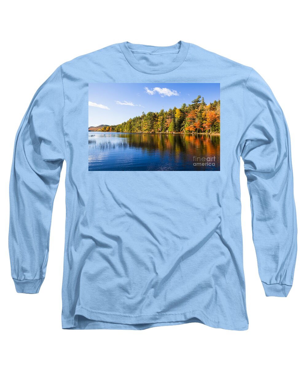 Fall Long Sleeve T-Shirt featuring the photograph Eagle Lake Autumn morning Acadia National Park by Ken Brown