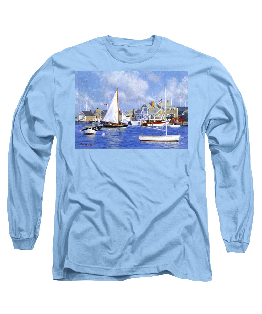 Nantucket Long Sleeve T-Shirt featuring the painting Easy Street Basin Blues by Candace Lovely