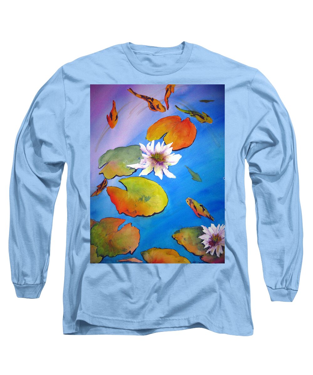 Lil Taylor Long Sleeve T-Shirt featuring the painting Fish Pond I by Lil Taylor