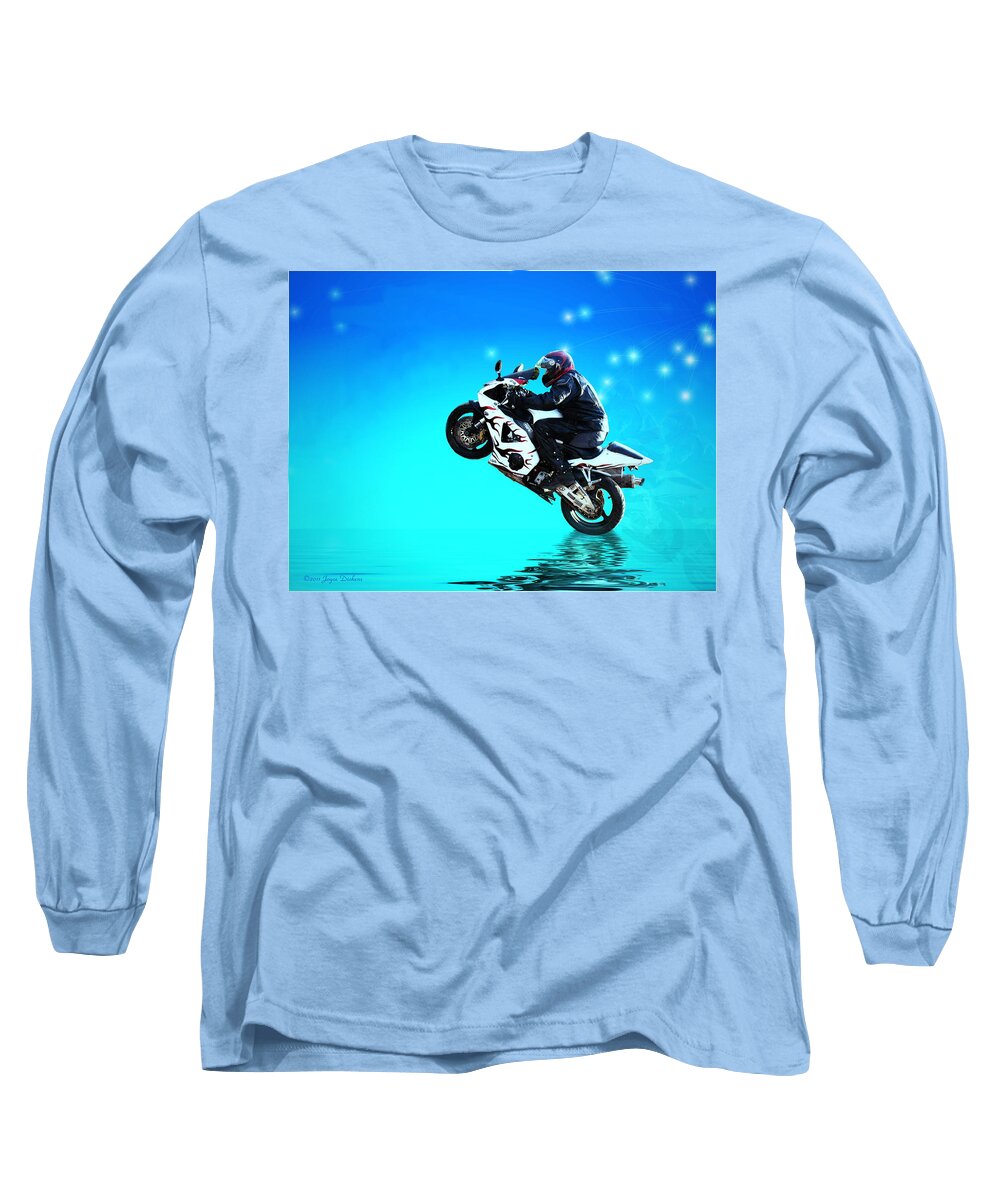 Motorbike Long Sleeve T-Shirt featuring the photograph Flying Low One More Time On Two wheels by Joyce Dickens