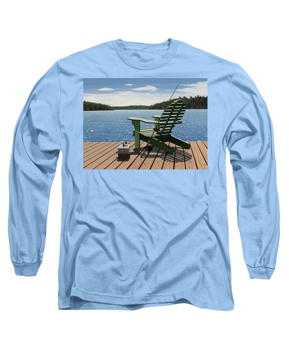 Landscapes Long Sleeve T-Shirt featuring the painting Gone Fishing by Kenneth M Kirsch