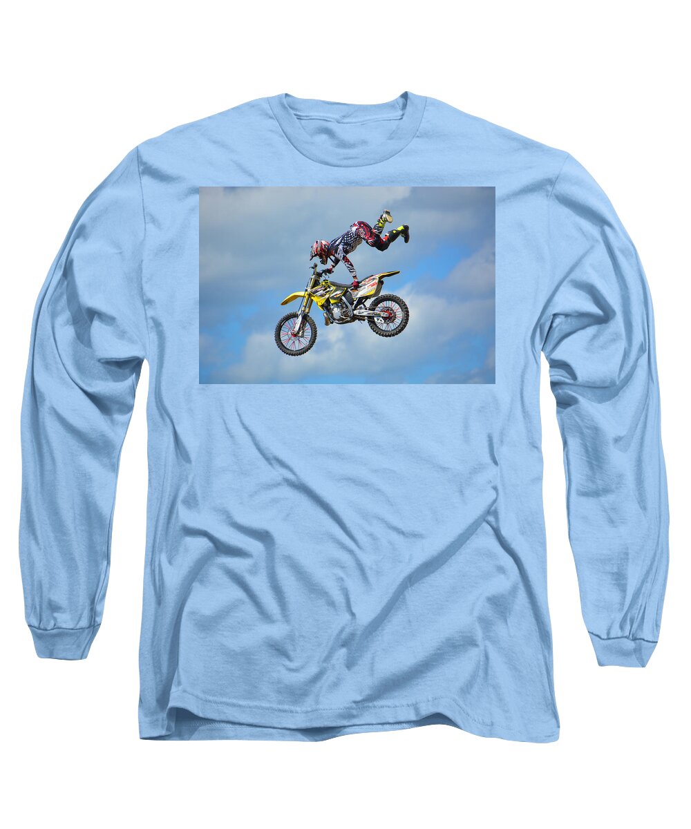 Fmx Long Sleeve T-Shirt featuring the photograph High Octane Ride by Mike Martin