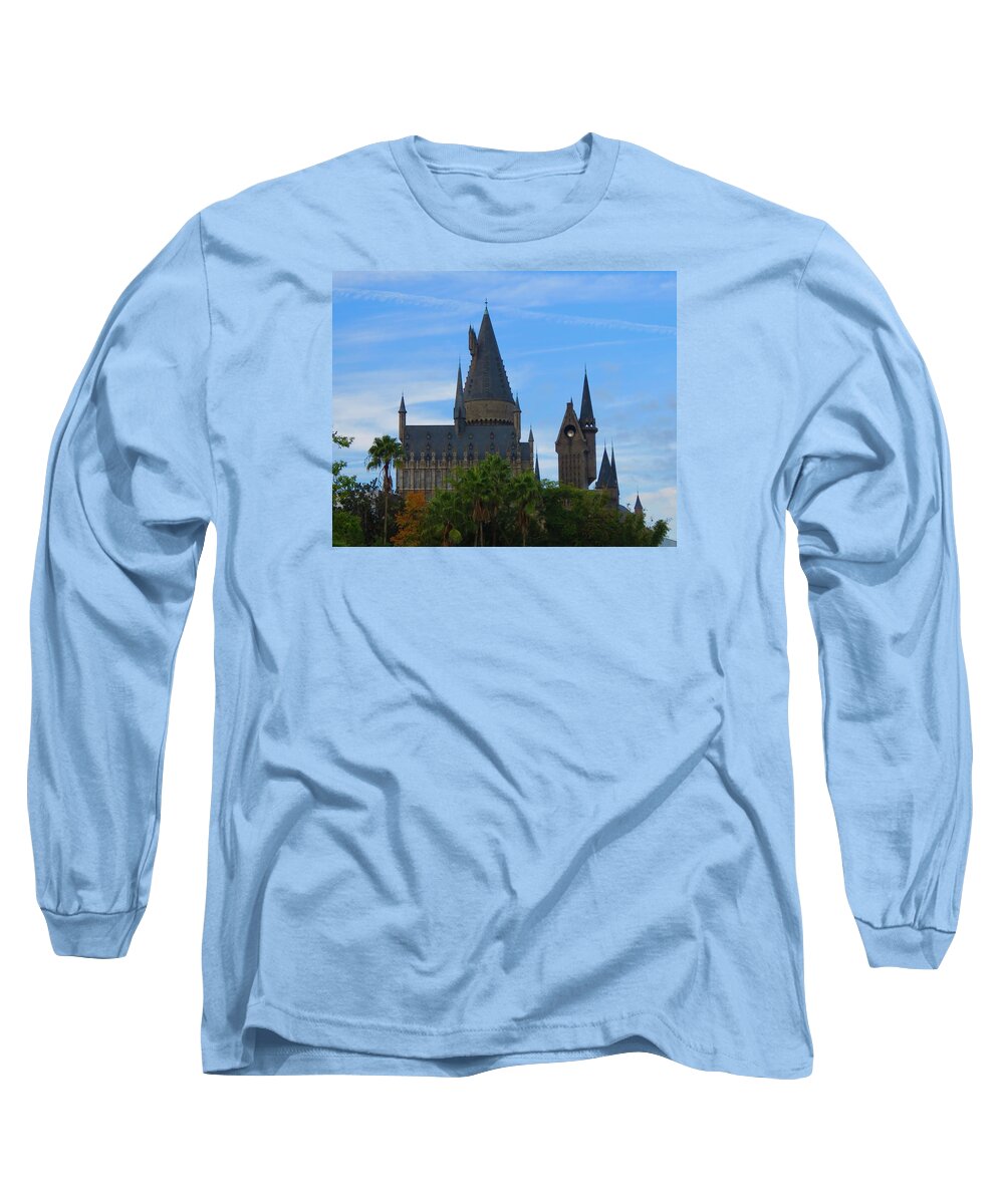 Kathy Long Long Sleeve T-Shirt featuring the photograph Hogwarts Castle with Towers by Kathy Long