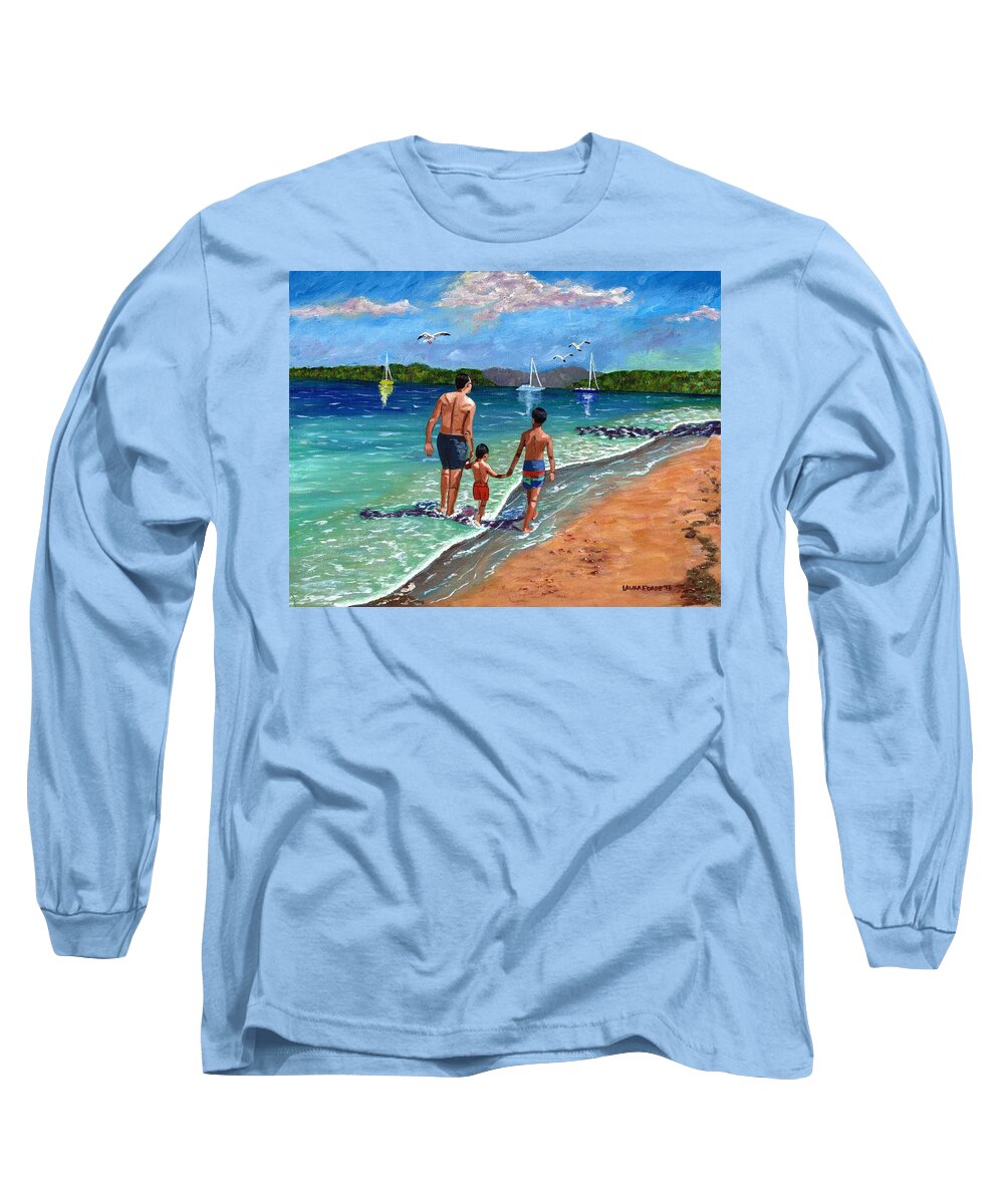 Seascape Long Sleeve T-Shirt featuring the painting Holding Hands by Laura Forde