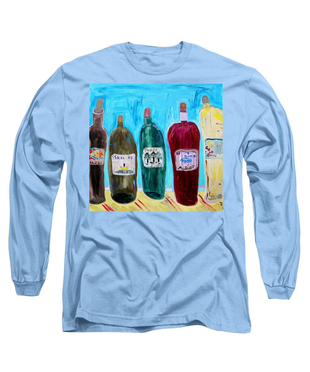 Wine Label Long Sleeve T-Shirt featuring the painting I Choose Wine by the Label by Mary Carol Williams
