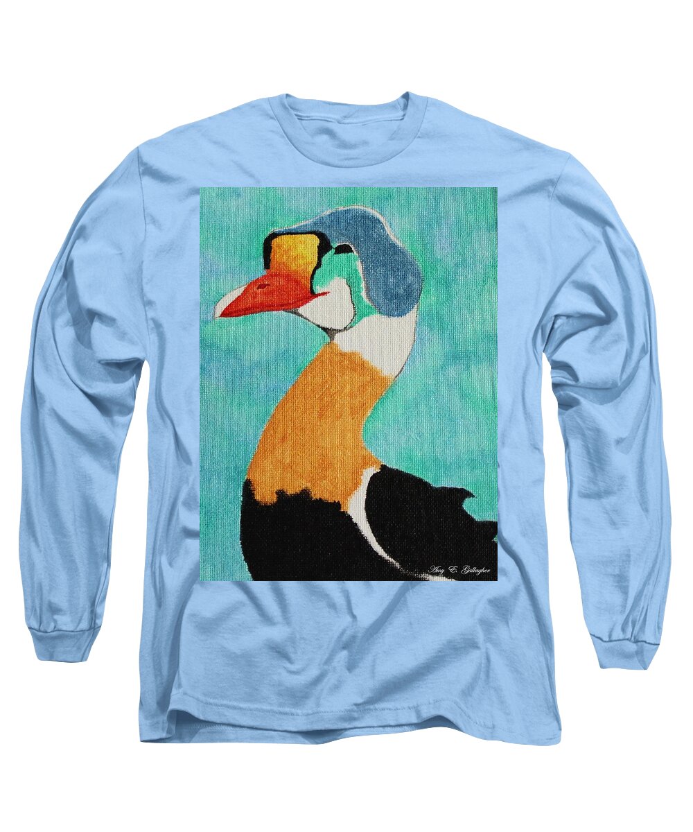 King Eider Long Sleeve T-Shirt featuring the painting King Eider by Amy Gallagher