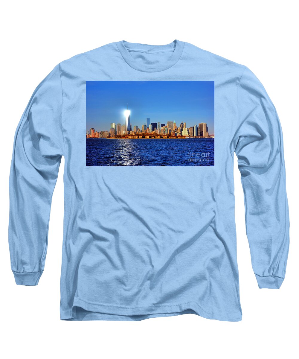 New Long Sleeve T-Shirt featuring the photograph Lighthouse Manhattan by Olivier Le Queinec