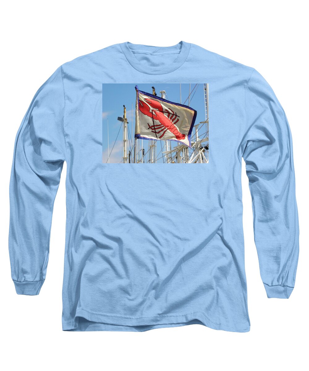 Lobster Long Sleeve T-Shirt featuring the photograph Lobster Flag at the Point by Mary Carol Williams