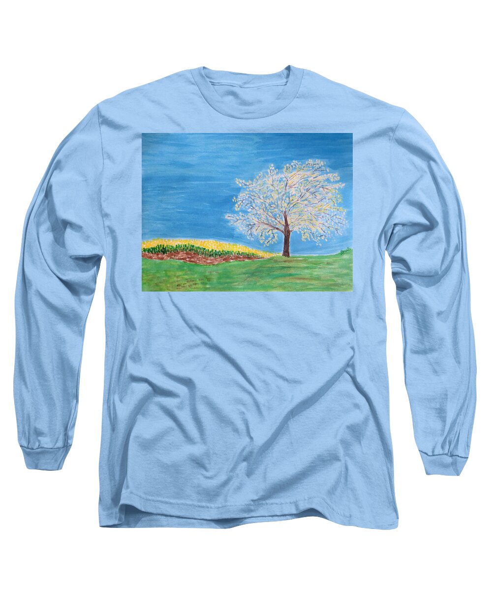 The Wish Tree Long Sleeve T-Shirt featuring the painting Magical wish tree by Sonali Gangane