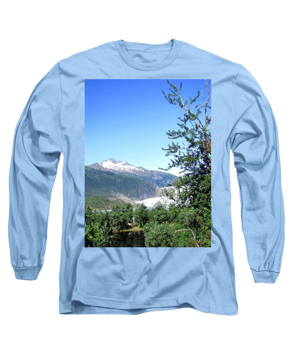 Mendenhall Glacier Long Sleeve T-Shirt featuring the photograph Mendenhall Glacier by Jennifer Wheatley Wolf