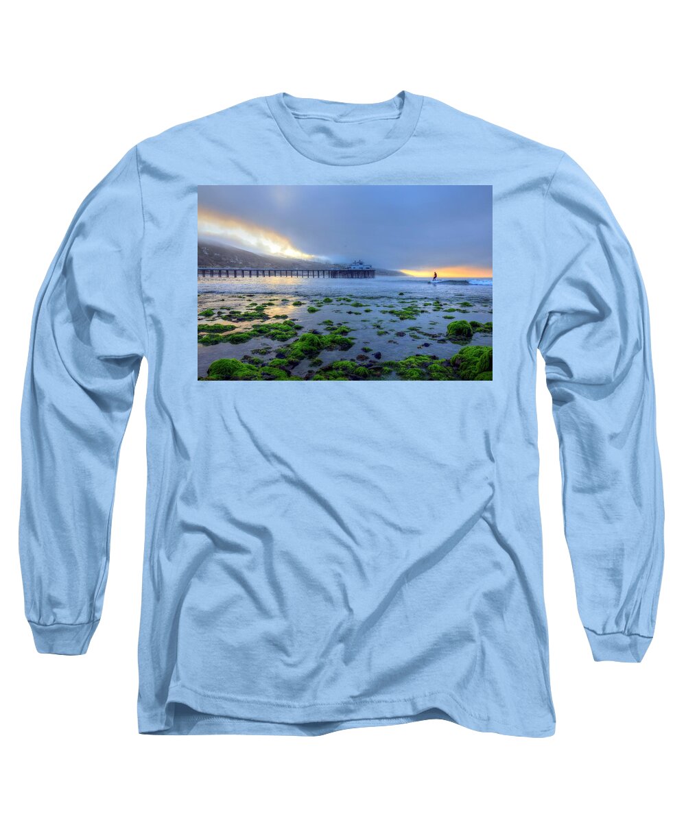 Malibu Long Sleeve T-Shirt featuring the photograph Morning Malibu Surf by Richard Omura