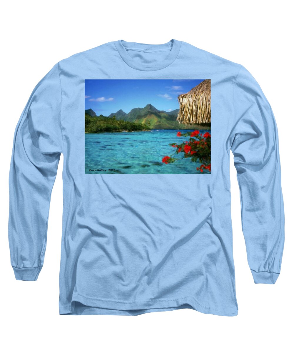 Lake Long Sleeve T-Shirt featuring the painting Mountain Lake by Bruce Nutting