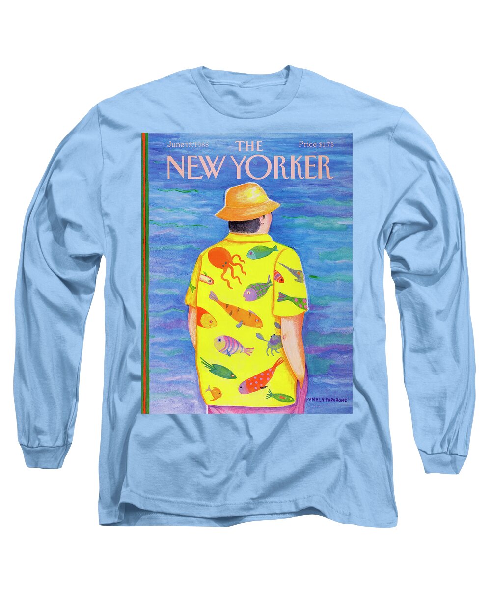 Man Long Sleeve T-Shirt featuring the painting New Yorker June 13th, 1988 by Pamela Paparone