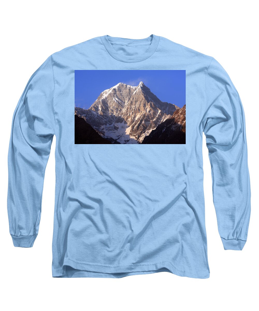 Nepal Long Sleeve T-Shirt featuring the photograph Nilgiri South 6839m by Aidan Moran