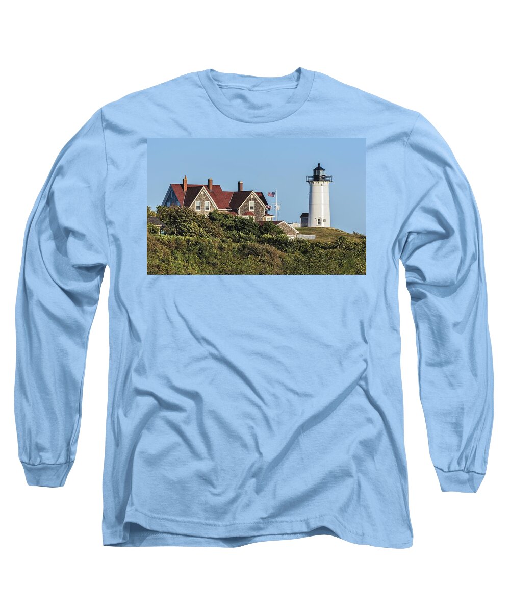 Nobska Lighthouse Long Sleeve T-Shirt featuring the photograph Nobska Lighthouse Woods Hole Cape Cod MA by Marianne Campolongo