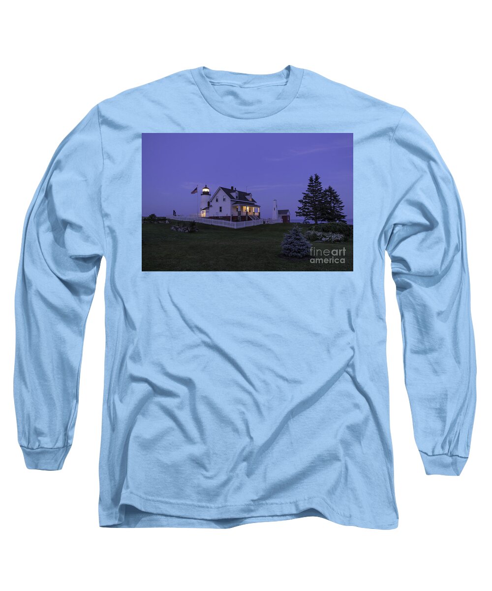 Pemaquid Point Light Long Sleeve T-Shirt featuring the photograph Pemaquid Point Light - Blue Hour by Patrick M Fennell