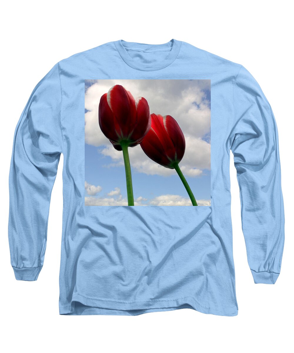 Clouds Long Sleeve T-Shirt featuring the photograph Red White and Blue by Michelle Calkins