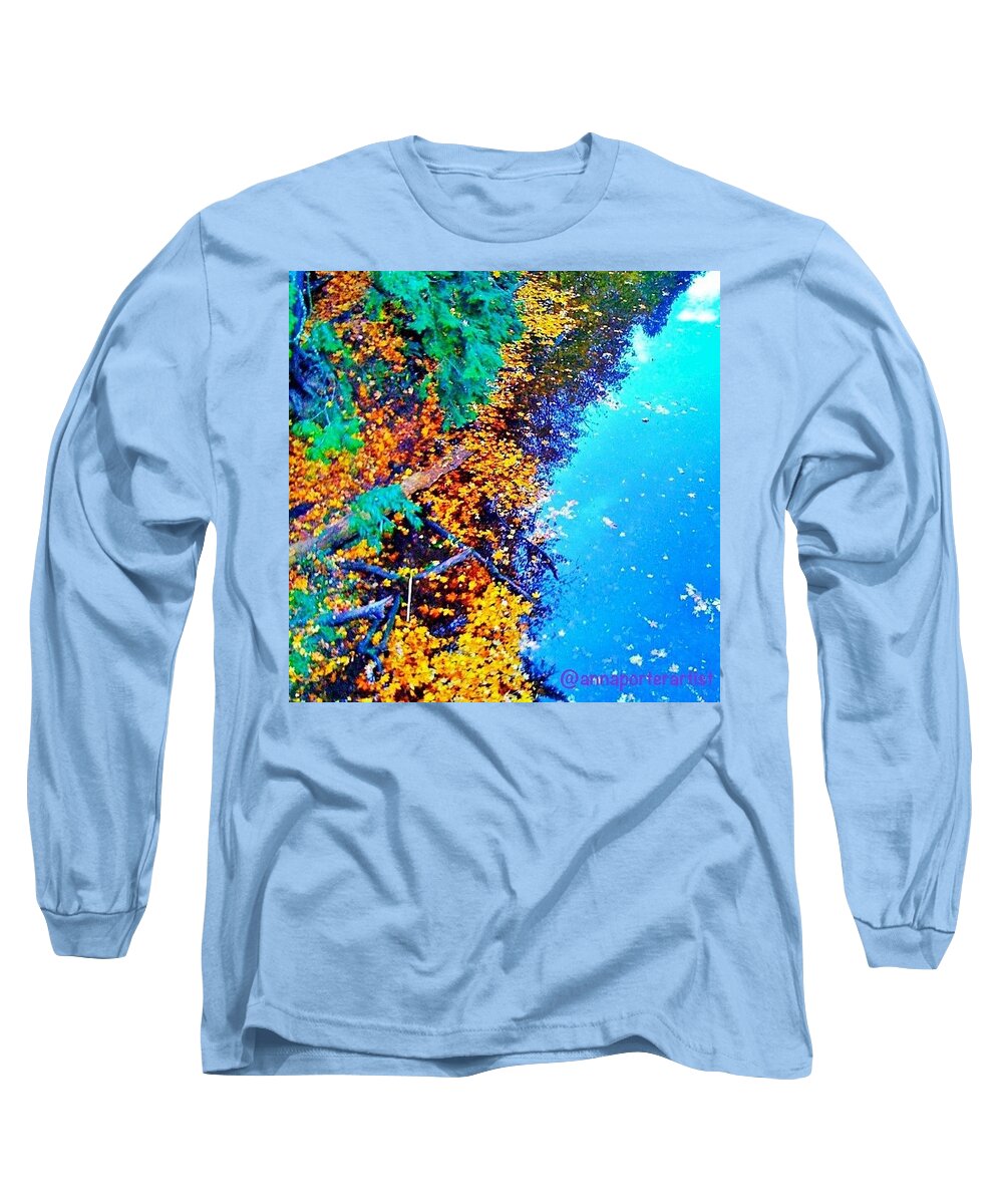 Water_nio Long Sleeve T-Shirt featuring the photograph Reed College Canyon Reflections In The by Anna Porter