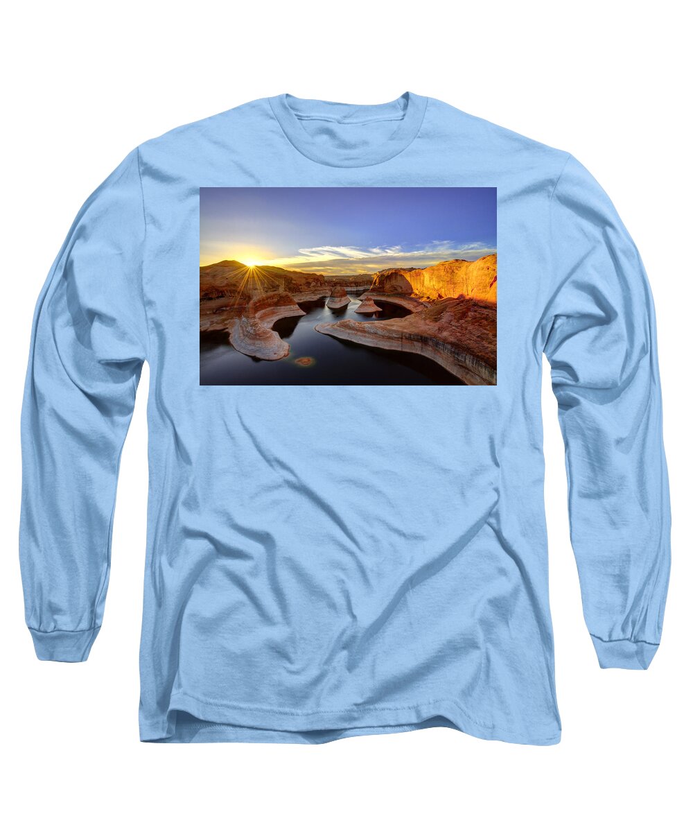 Utah Long Sleeve T-Shirt featuring the photograph Reflection Canyon Sunrise by Dustin LeFevre