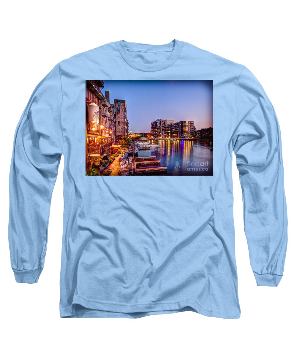 Andrew Slater Photography Long Sleeve T-Shirt featuring the photograph Riverwalk at Dusk by Andrew Slater