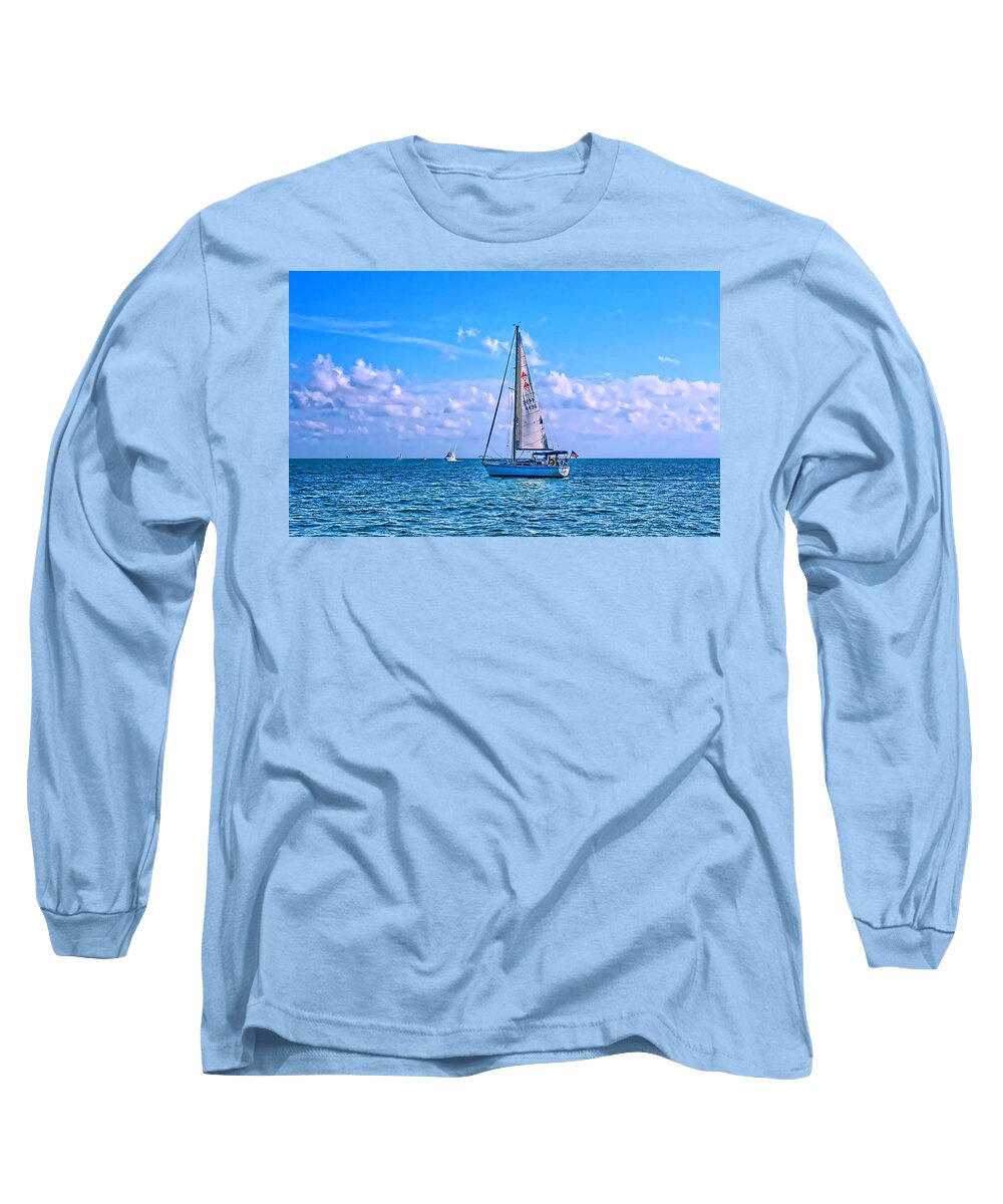 Yacht Long Sleeve T-Shirt featuring the photograph Sailing off of Key Largo by Chris Thaxter