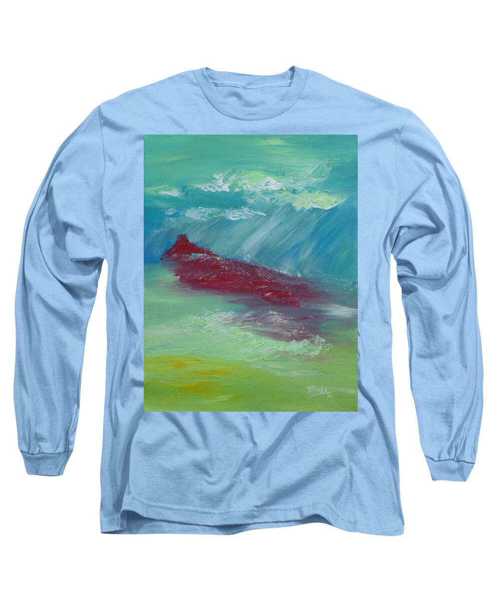 Snow Long Sleeve T-Shirt featuring the painting Snow At Red Rock by Donna Blackhall