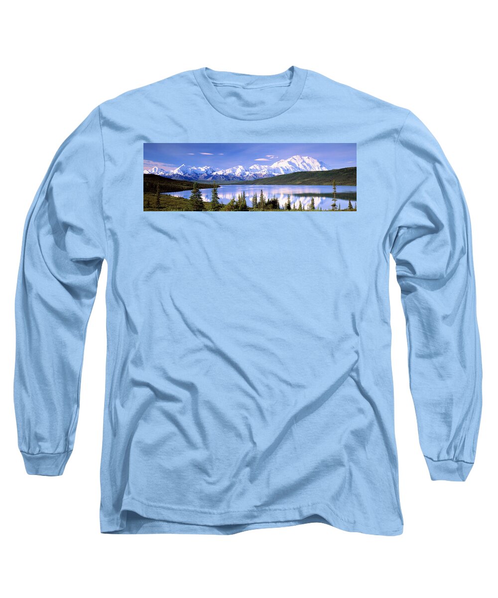 Photography Long Sleeve T-Shirt featuring the photograph Snow Covered Mountains, Mountain Range by Panoramic Images