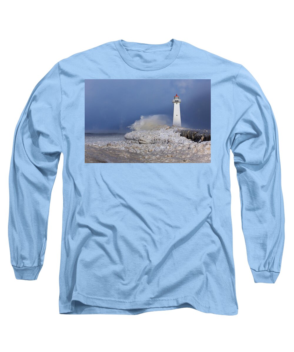 Lighthouse Long Sleeve T-Shirt featuring the photograph Sodus Bay Lighthouse by Everet Regal