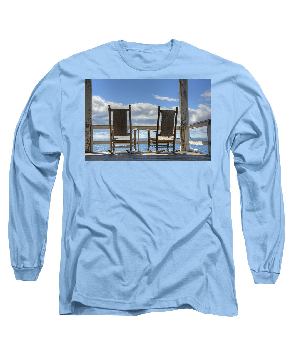 Star Island Long Sleeve T-Shirt featuring the photograph Star Island Rocking Chairs by Donna Doherty