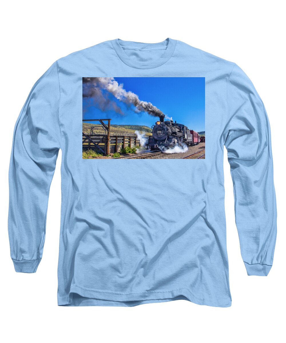 Steven Bateson Long Sleeve T-Shirt featuring the photograph Steam Engine Relic by Steven Bateson