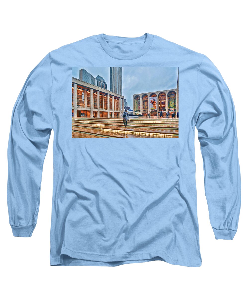 'upper West Side Long Sleeve T-Shirt featuring the photograph Steps to Fame Lincoln Center by Jeffrey Friedkin