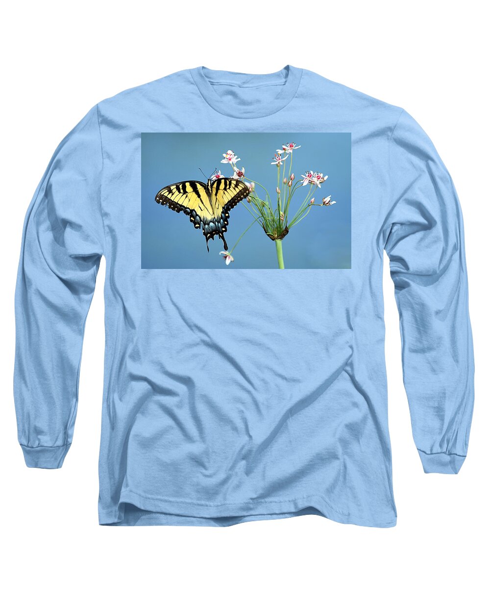 Tiger Swallowtail Butterfly Long Sleeve T-Shirt featuring the photograph Stop and Smell the Flowers by Elizabeth Winter