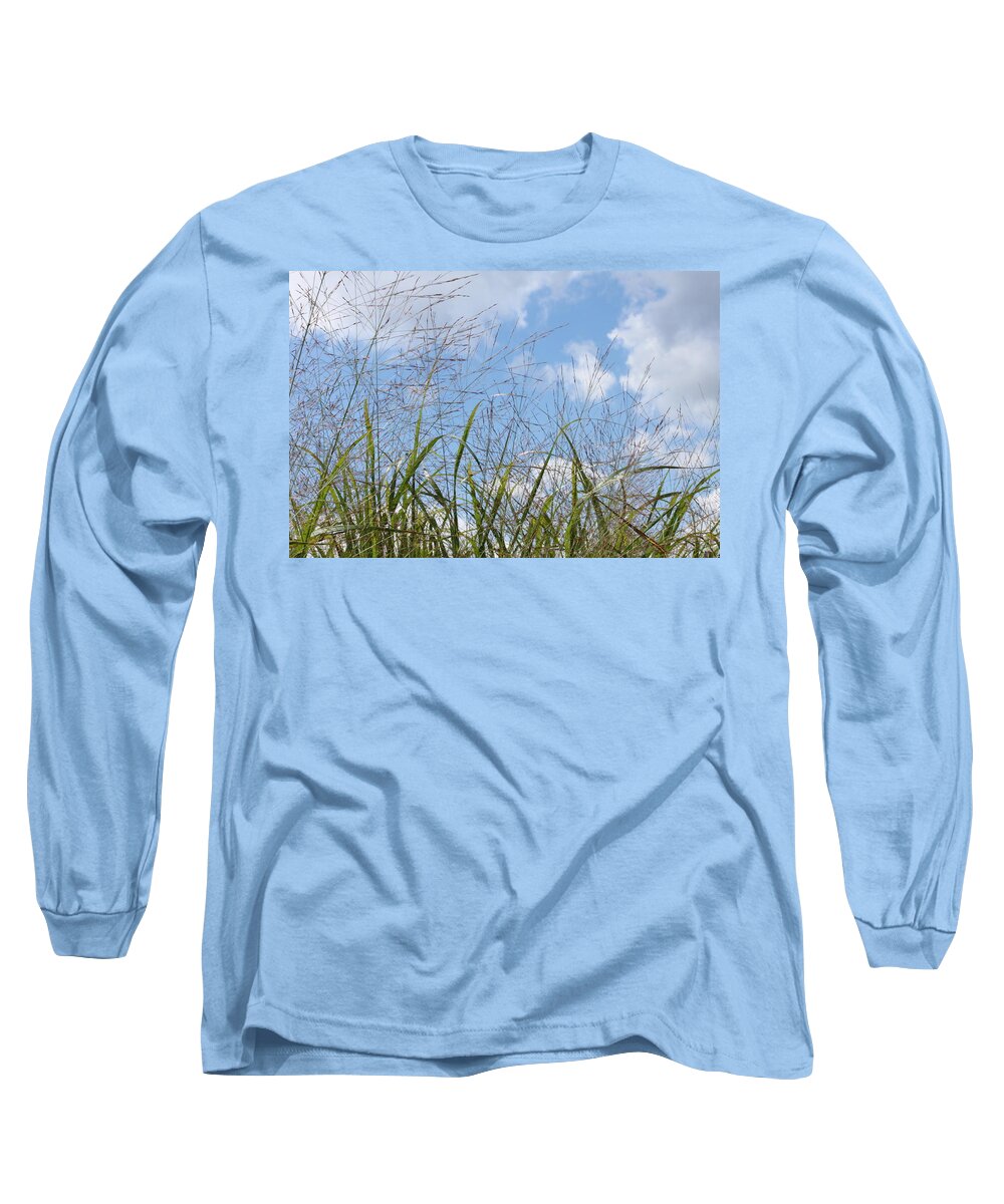 Grass Long Sleeve T-Shirt featuring the photograph Summer sky by Carolyn Jacob