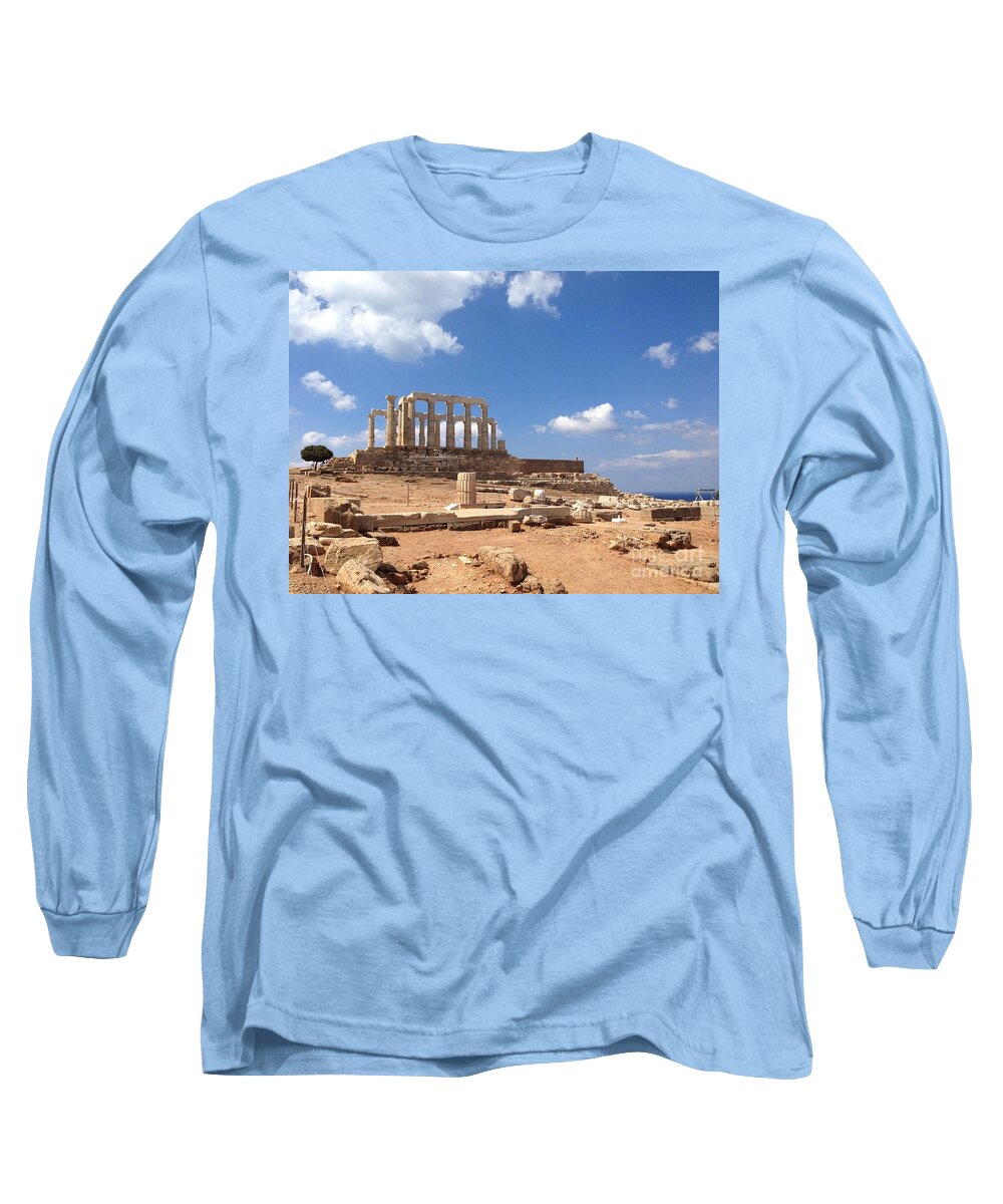 Temple Of Poseidon Long Sleeve T-Shirt featuring the photograph Temple of Poseidon by Denise Railey