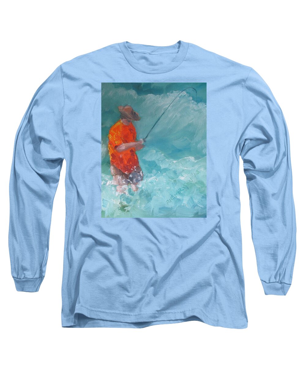 Fishing Long Sleeve T-Shirt featuring the painting The Fix by Susan Richardson