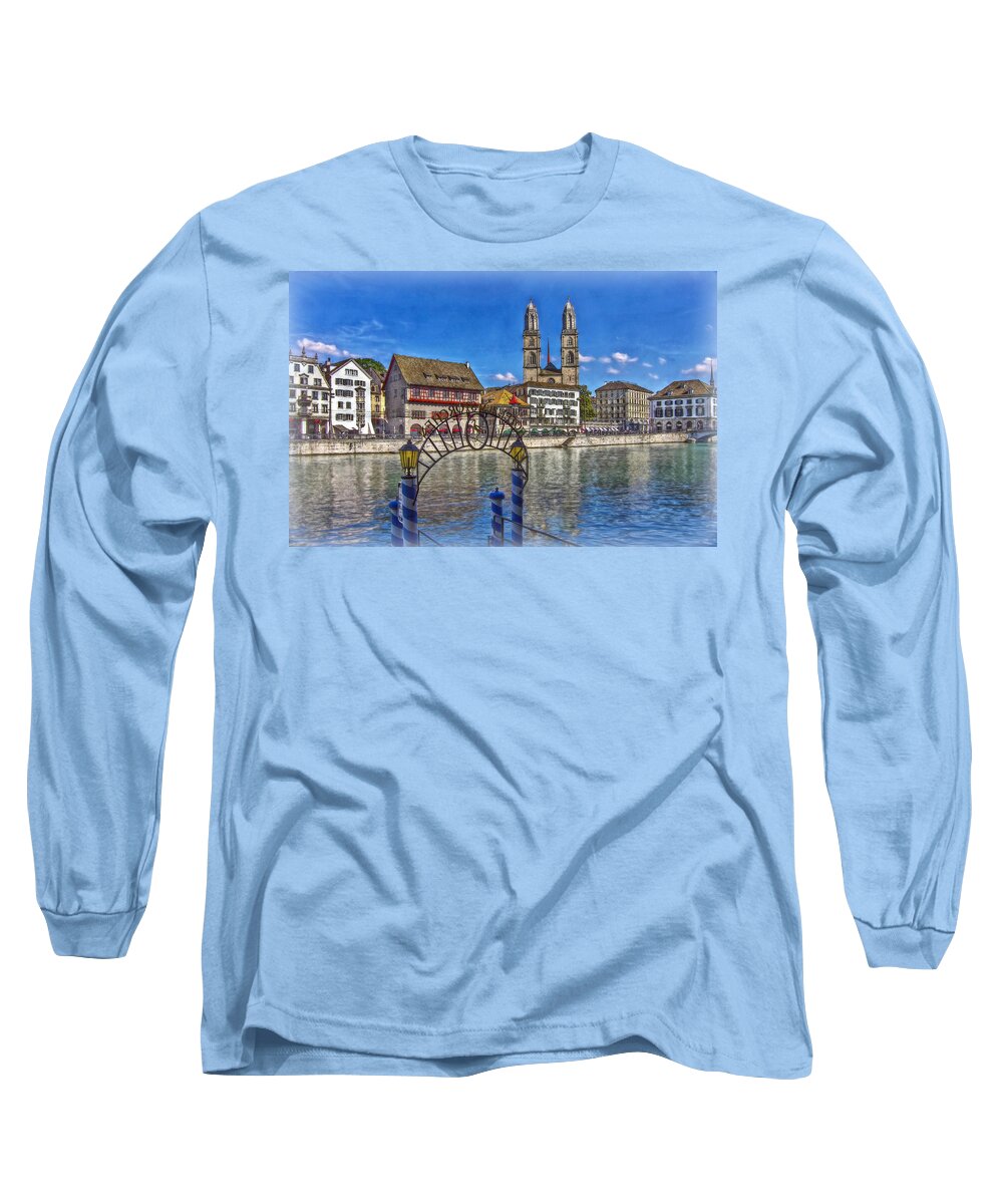 Switzerland Long Sleeve T-Shirt featuring the photograph The Limmat City by Hanny Heim