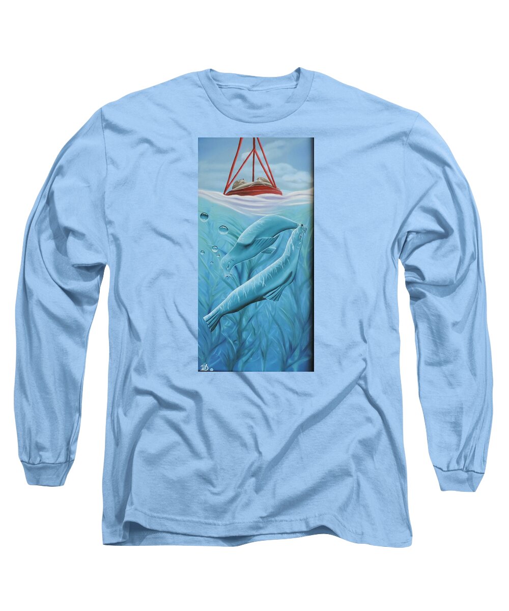 Ocean Long Sleeve T-Shirt featuring the painting Uphoria by Dianna Lewis