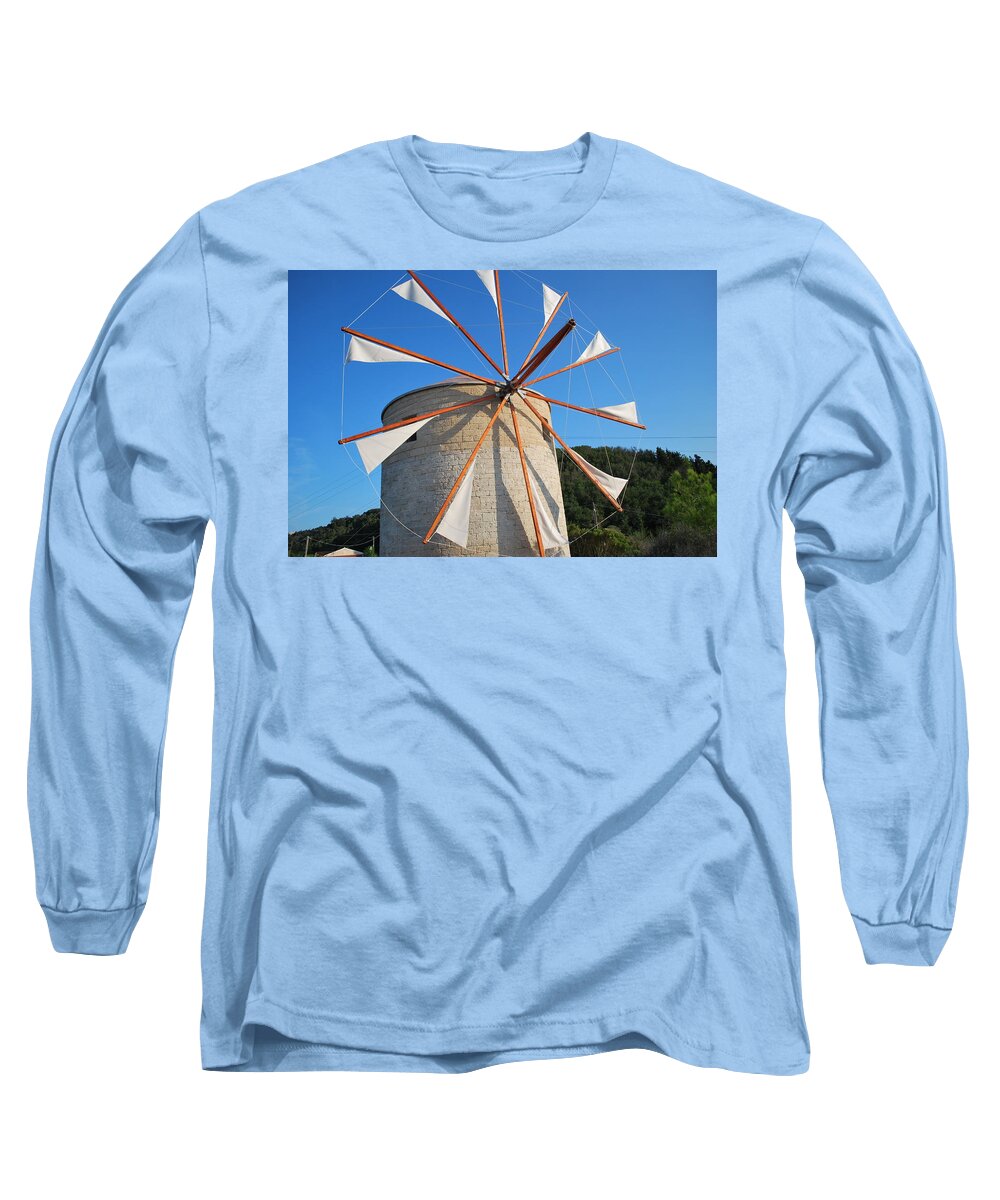 Corfu Long Sleeve T-Shirt featuring the photograph Windmill 2 by George Katechis