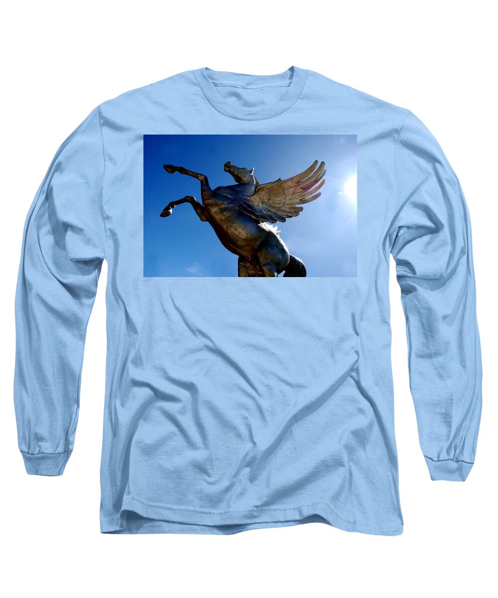 Pegasus Long Sleeve T-Shirt featuring the photograph Winged Wonder I by Norma Brock