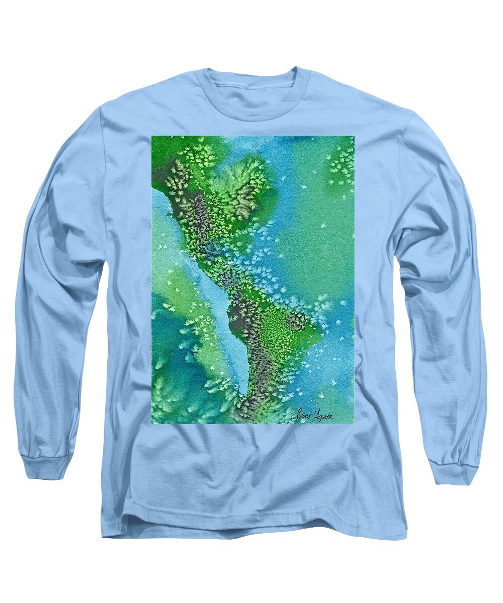America Long Sleeve T-Shirt featuring the painting Americas by Frank SantAgata