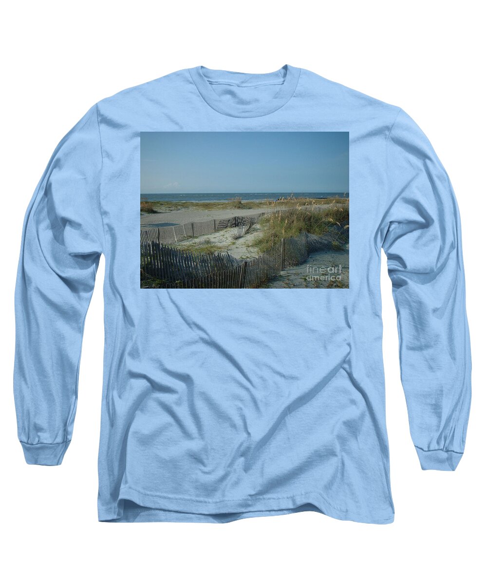 Beach Long Sleeve T-Shirt featuring the photograph Barely Fenced by Mark Robbins