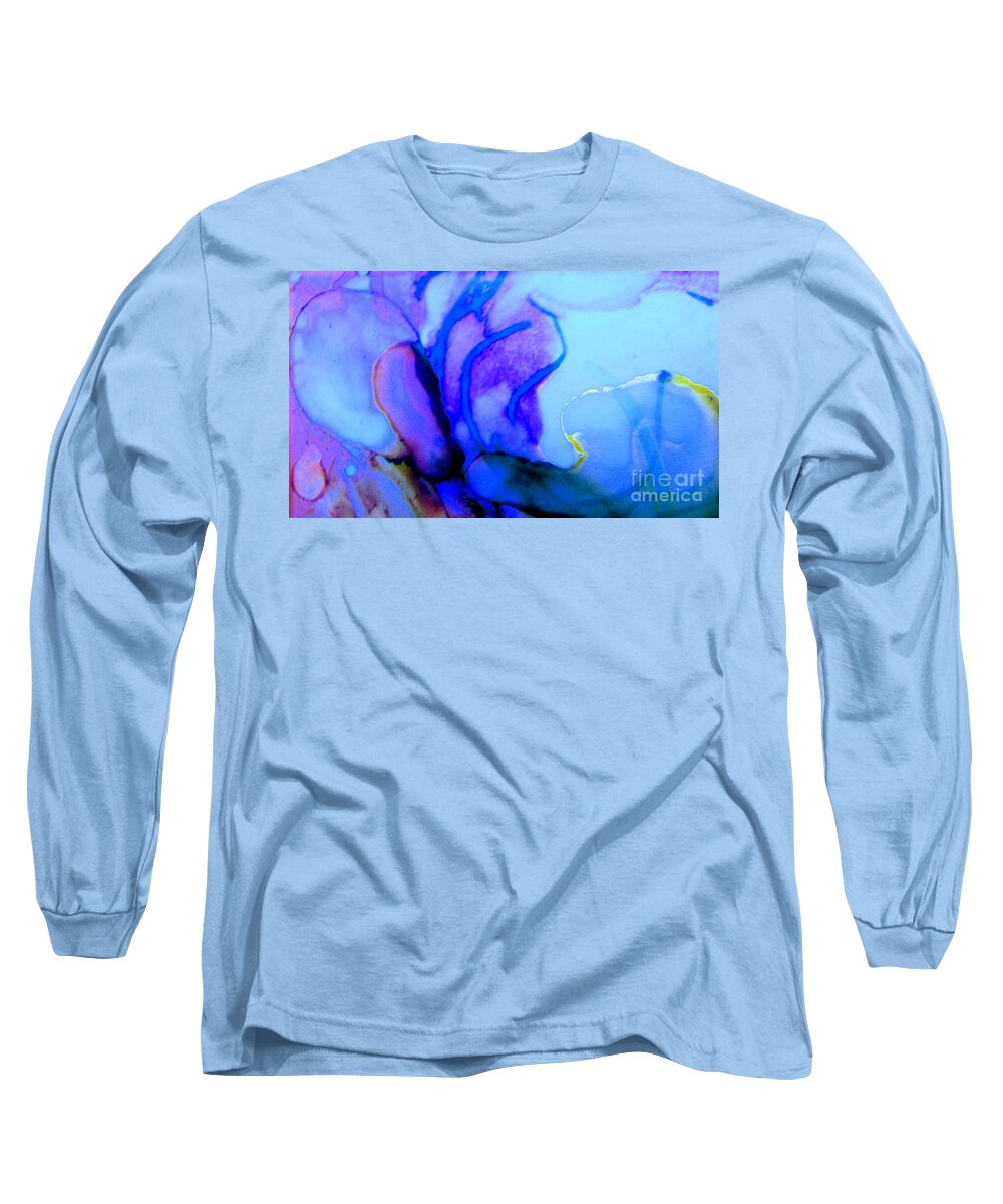 Abstract Long Sleeve T-Shirt featuring the mixed media Biology Of Blue by Rory Siegel