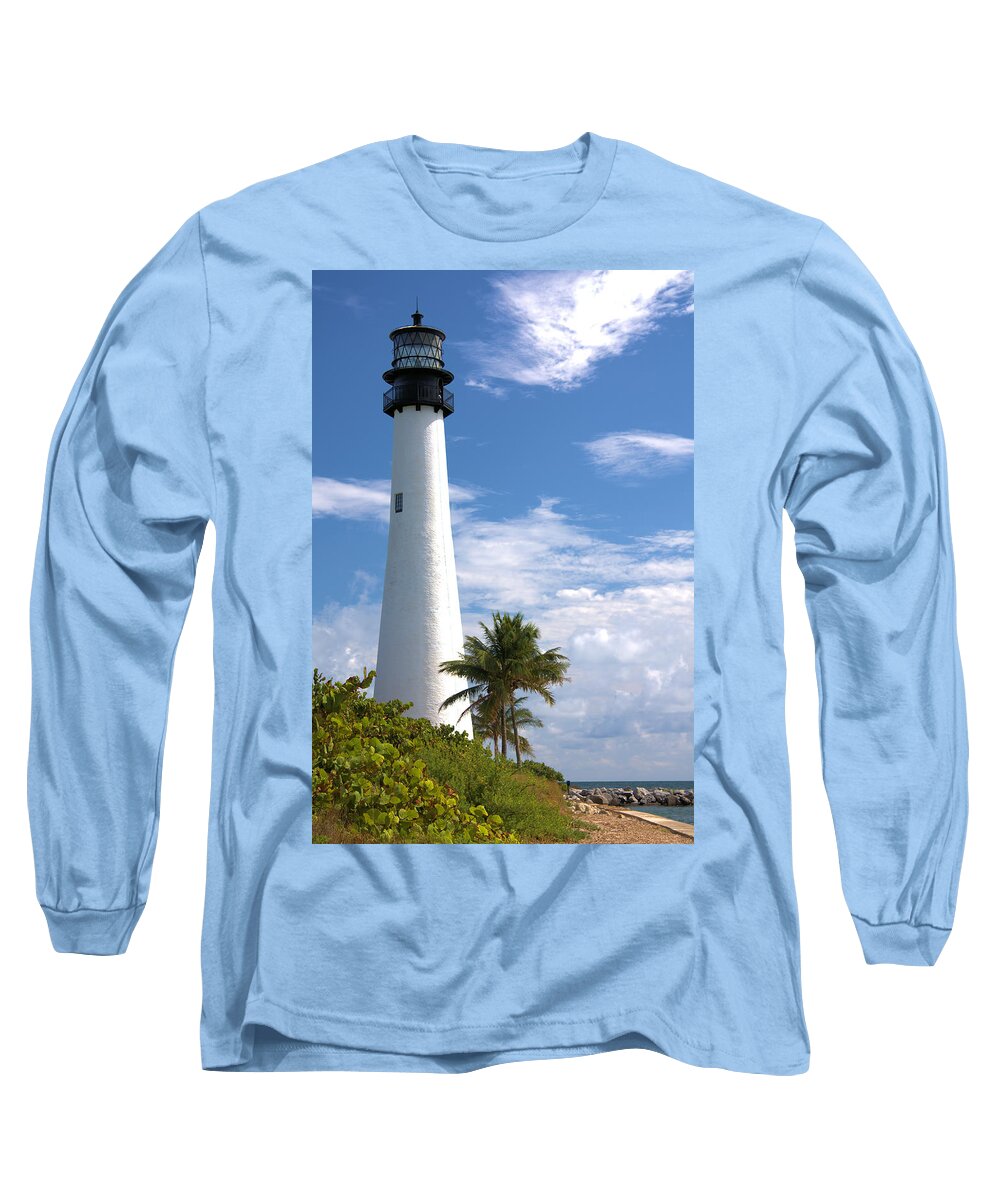 Beacon Long Sleeve T-Shirt featuring the photograph Cape Florida Lighthouse by Rudy Umans