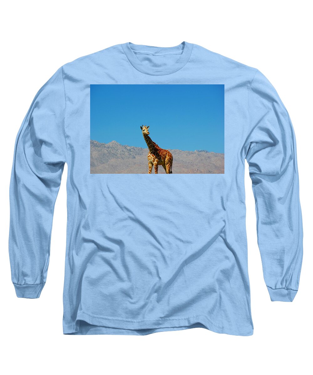 Giraffe Long Sleeve T-Shirt featuring the photograph Far from Home by Leigh Meredith