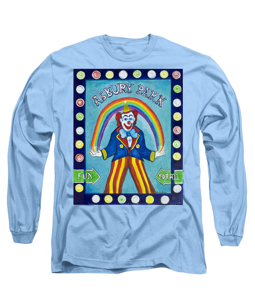 Asbury Park Long Sleeve T-Shirt featuring the painting Rainbow Billy by Patricia Arroyo